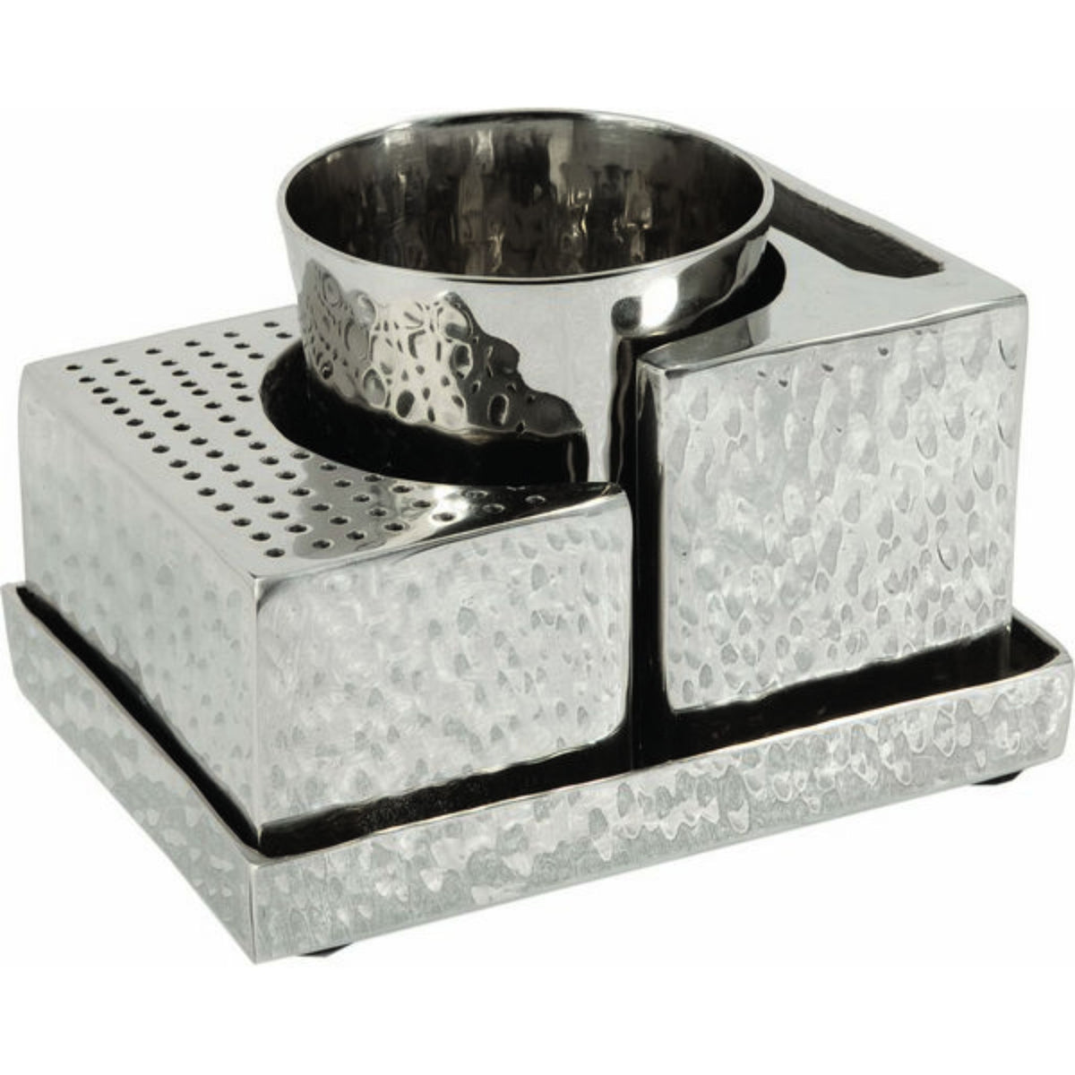 Box Havdalah Set in Hammered Nickel by Yair Emanuel