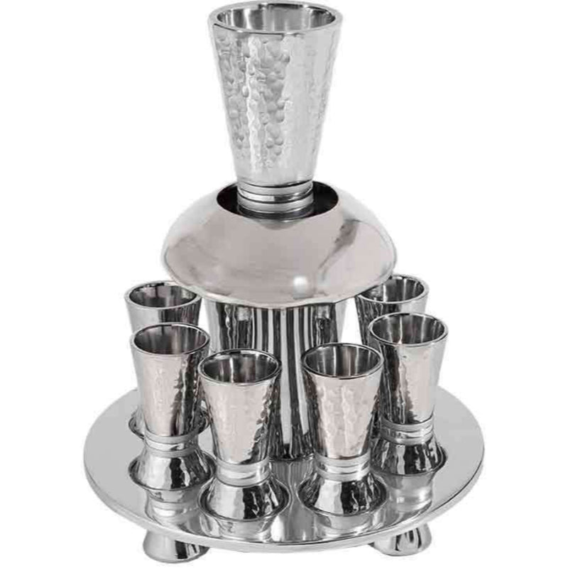 Kiddush Cup Fountain Hammered with Silver Rings by Yair Emanuel