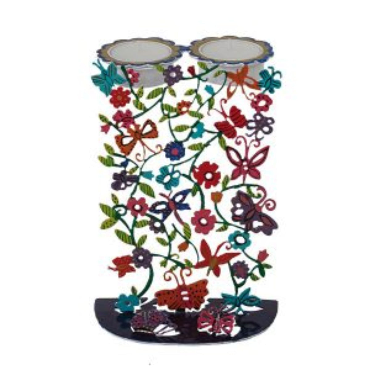 Butterflies Shabbat Candlesticks - Laser Cut and Hand Painted by Yair Emanuel