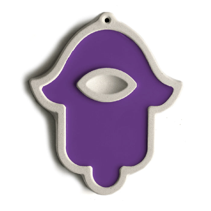 White Concrete Hamsa in Purple by Marit Meisler at Cemment