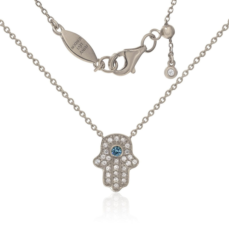 Hamsa Hand and Silver Chain Necklace with Adjustable Length by Penny Levi