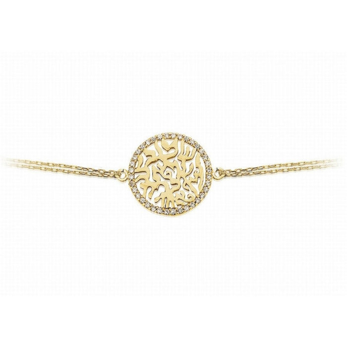 'Shema' Circle of Life Gold Bracelet with a Cubic Zirconia Rim by Penny Levi