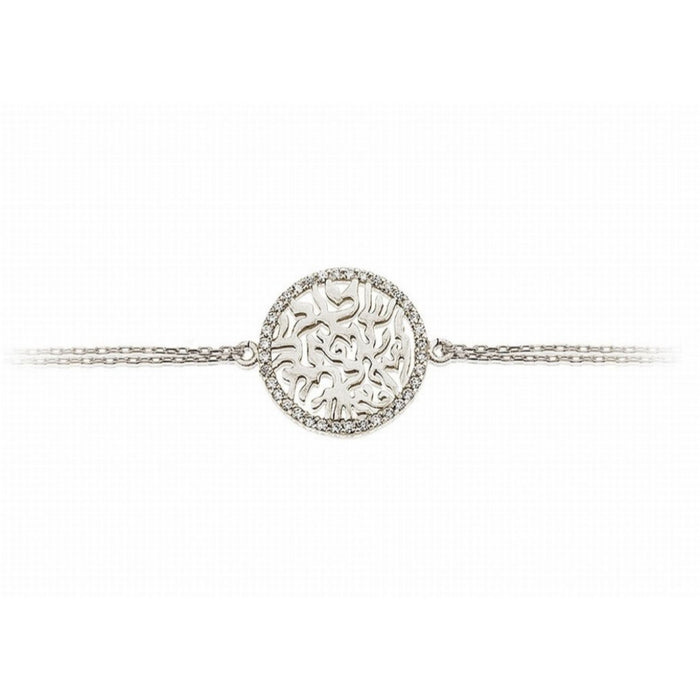 'Shema' Circle of Life Silver Bracelet with a Cubic Zirconia Rim by Penny Levi