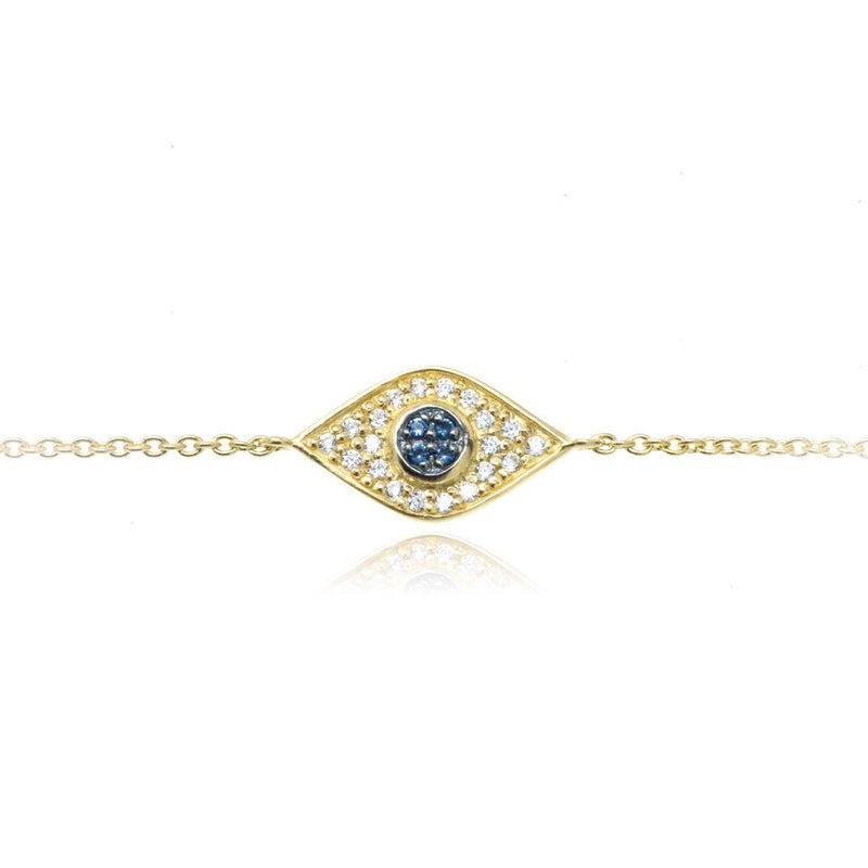 Evil Eye Bracelet with Blue stone in Gold by Penny Levi