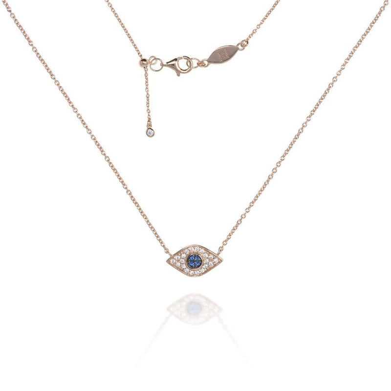 Evil Eye Necklace with Blue Stones in Rose Gold by Penny Levi