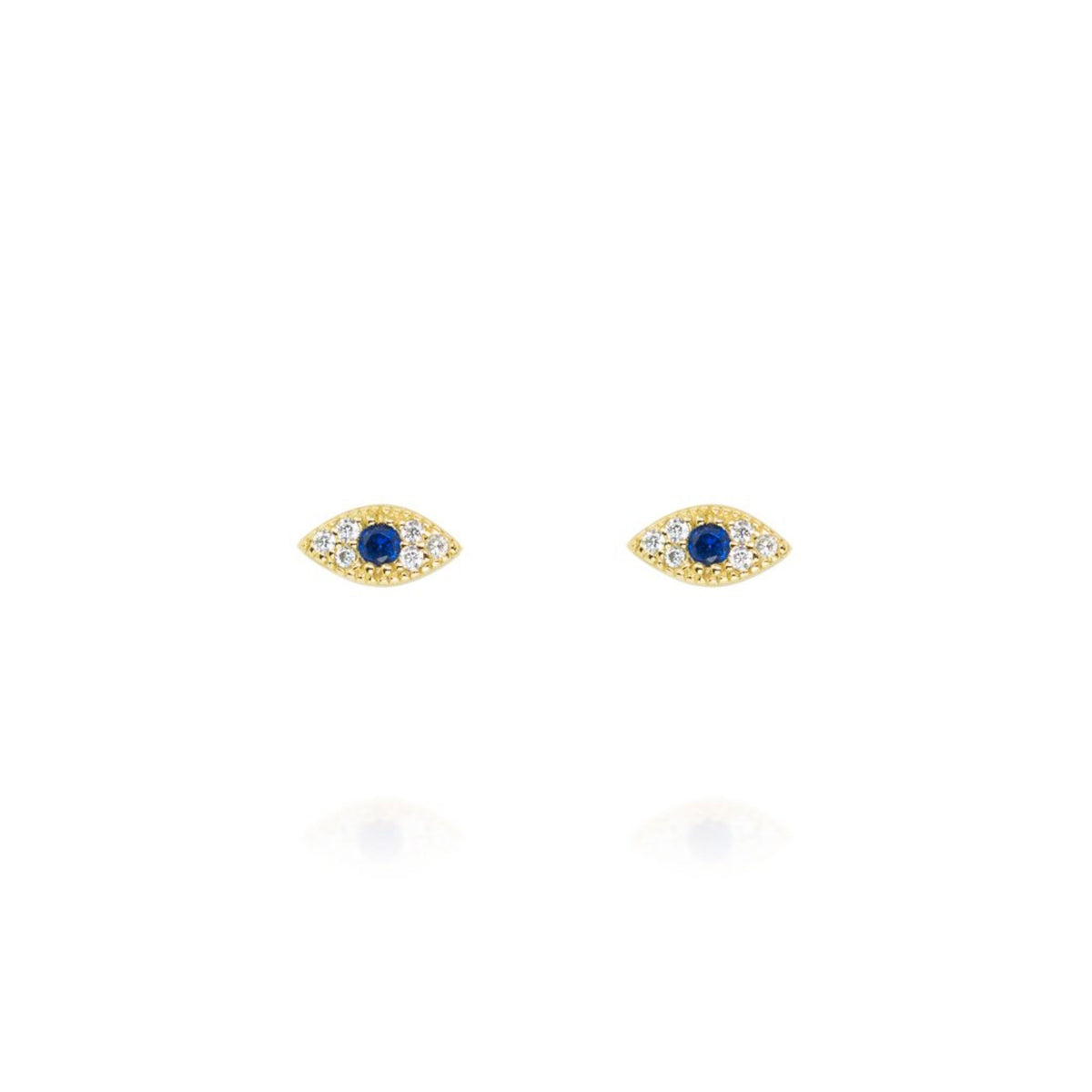 Evil Eye Earrings with Blue Stone in Gold by Penny Levi