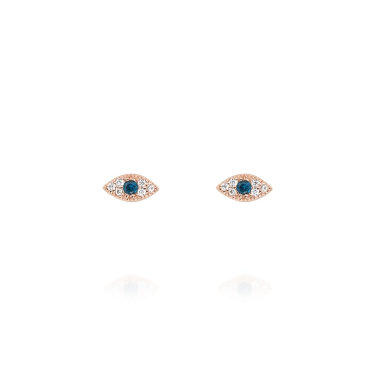 Evil Eye Earrings with Blue Stone in Rose Gold by Penny Levi