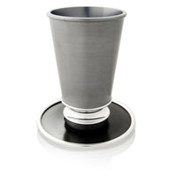 Modern Kiddush Cup and Plate in Grey by Nadav Art