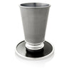 Modern Kiddush Cup and Plate in Silver by Nadav Art