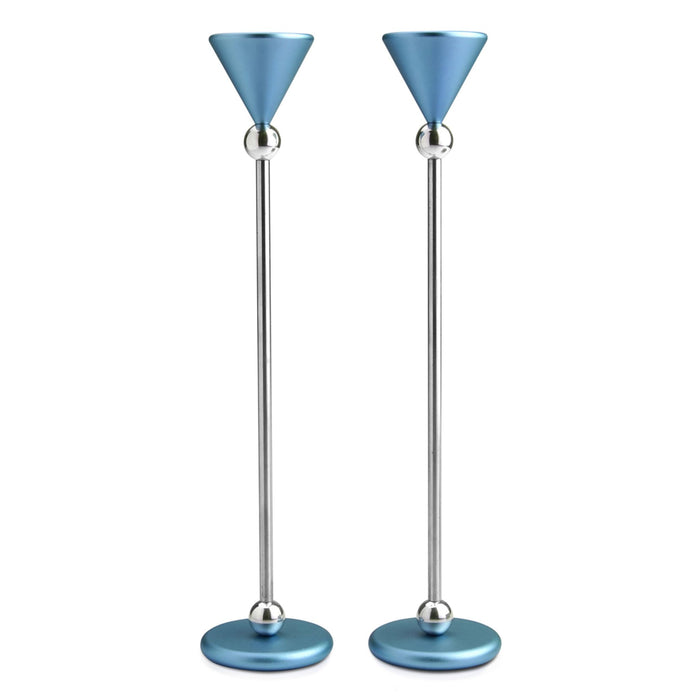 Shabbat Candlesticks in Teal Grey by Dabbah