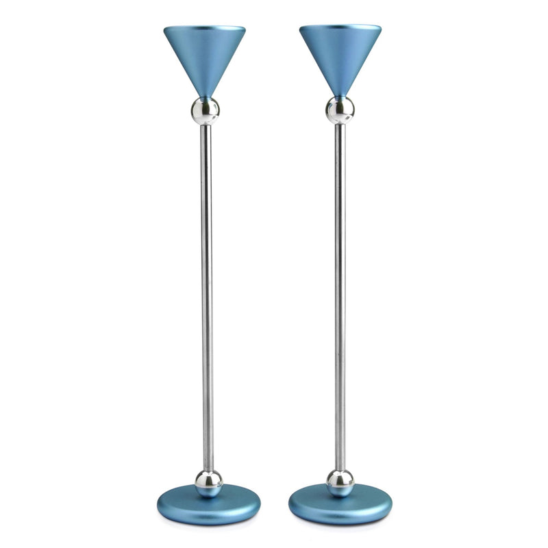 Shabbat Candlesticks in Teal Grey by Dabbah