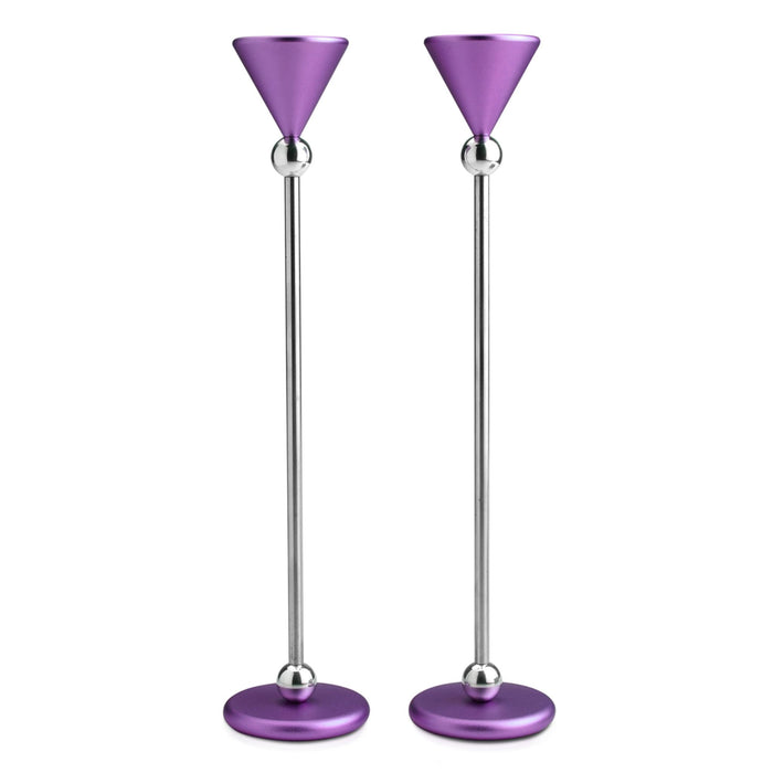 Shabbat Candlesticks in Purple Grey by Dabbah