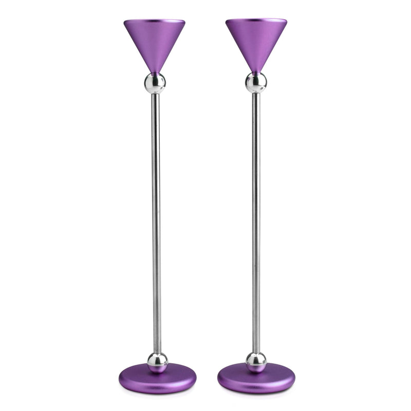 Shabbat Candlesticks in Purple Grey by Dabbah