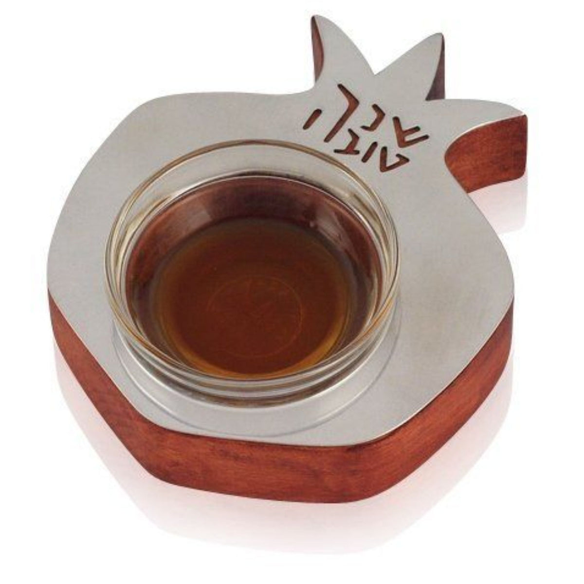 Wood and Aluminum Pomegranate Honey Dish by Shraga Landesman