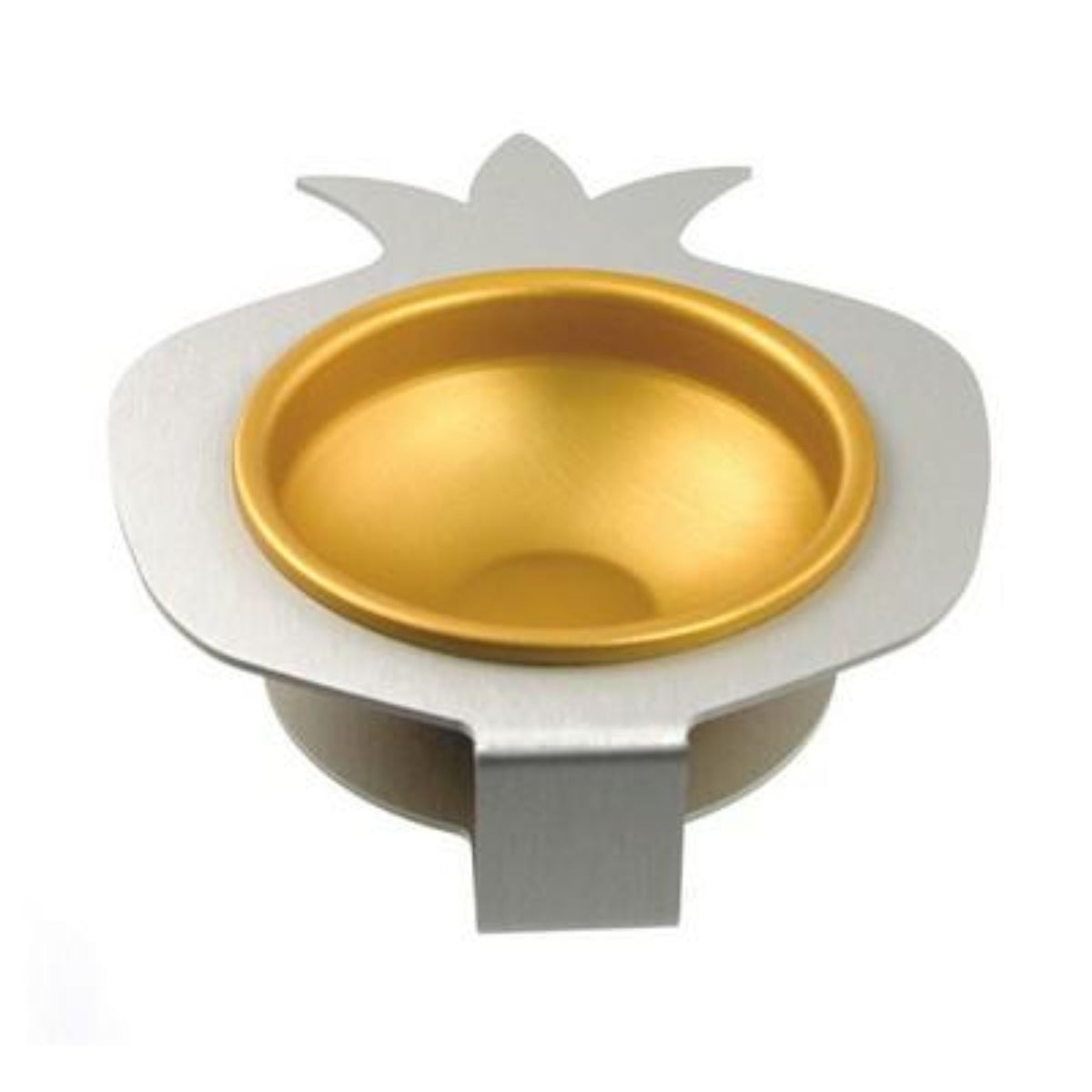 Rosh Hashanah Aluminum Honey Dish in Silver/Gold by Shraga Landesman