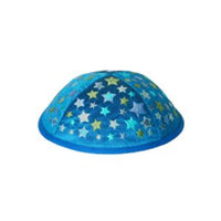 Stars in Blue Kids Embroidered Kippah by Yair Emanuel