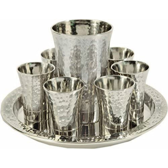 Hammered Kiddush Cup Set of 6 by Yair Emanuel