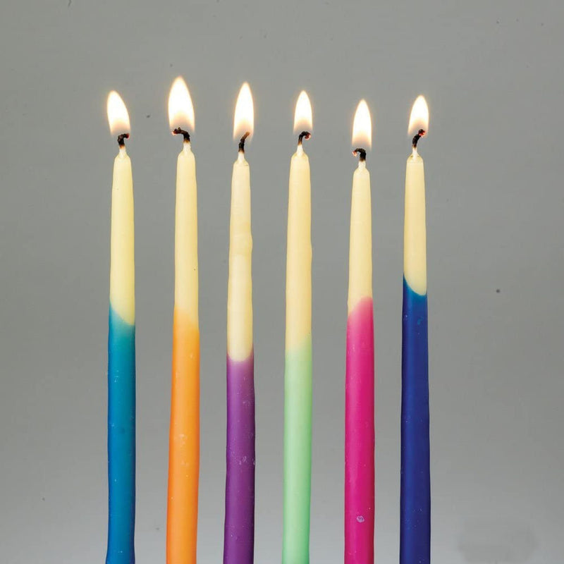Biodegradable, Hypo-Allergenic, Chanukah Candles - Multi Coloured Hand-dipped Beeswax set of 45