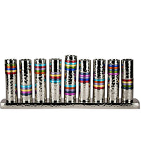 Rings Hammerwork Chanukiah in Multi Colours by Yair Emanuel