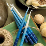 Premium Chanukah Candles - Blue, Light Blue & White with Embossed Blue Stripe