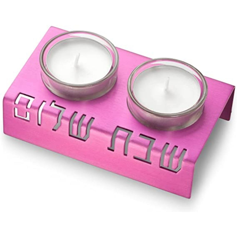 Shabbat Shalom Travel Candle holders in Pink by Adi Sidler