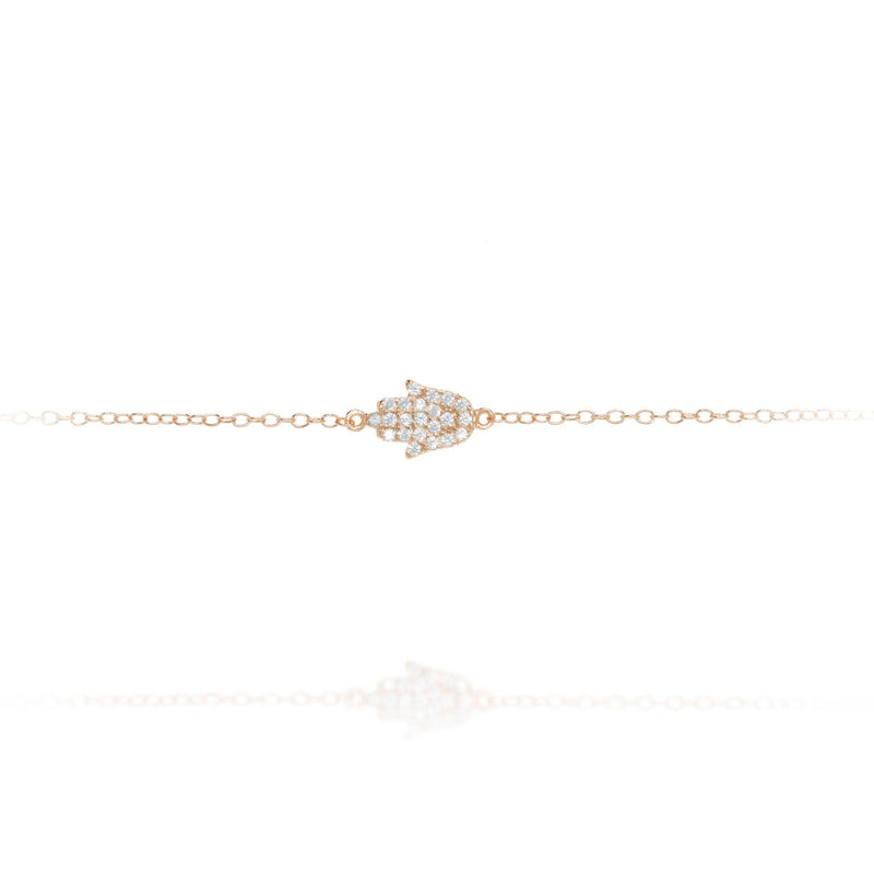 Delicate Hamsa and Chain Rose Gold Bracelet by Penny Levi