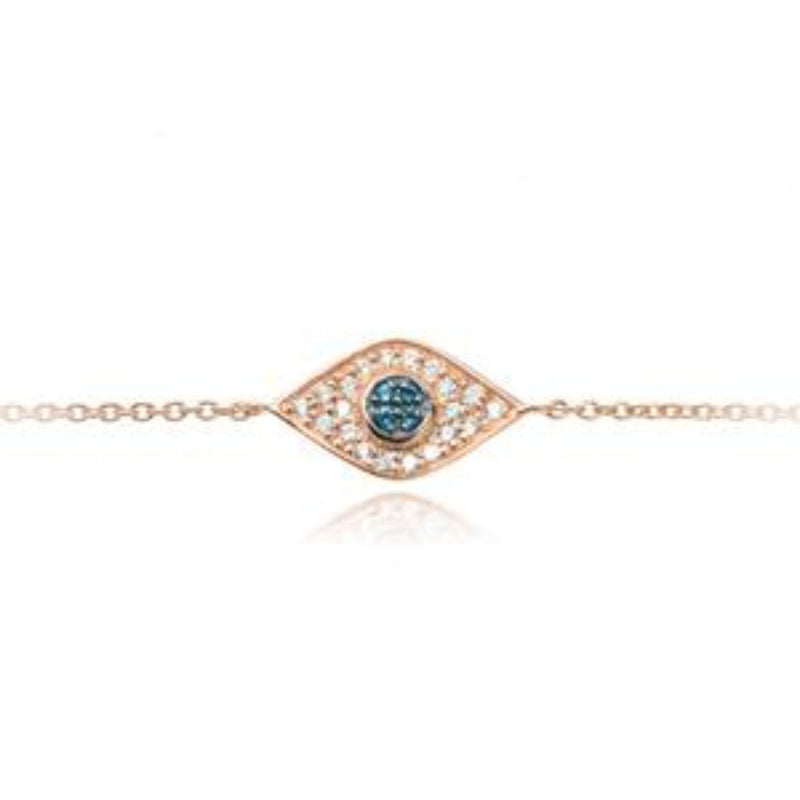 Evil Eye Bracelet with Blue stone in Rose Gold by Penny Levi