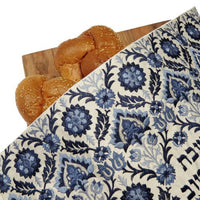 Carpet Challah Cover - Blue in White - Full Silk Embroidery by Yair Emanuel