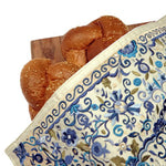 Flower Challah Cover - Blue - Full Silk Embroidery by Yair Emanuel