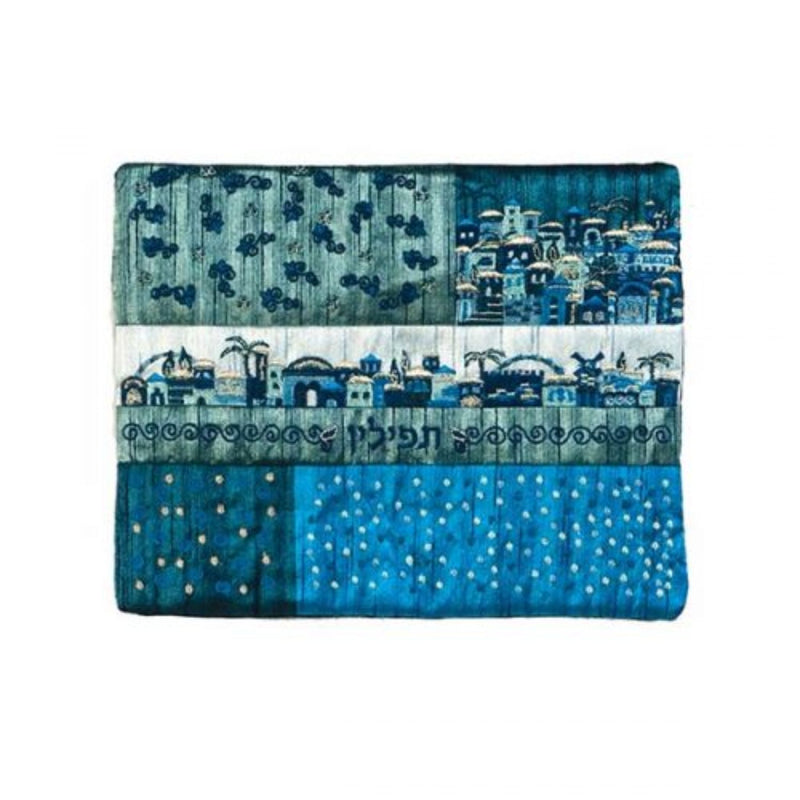 Embroidered Tefillin Bag - Jerusalem quilt in the Mediterranean by Yair Emanuel