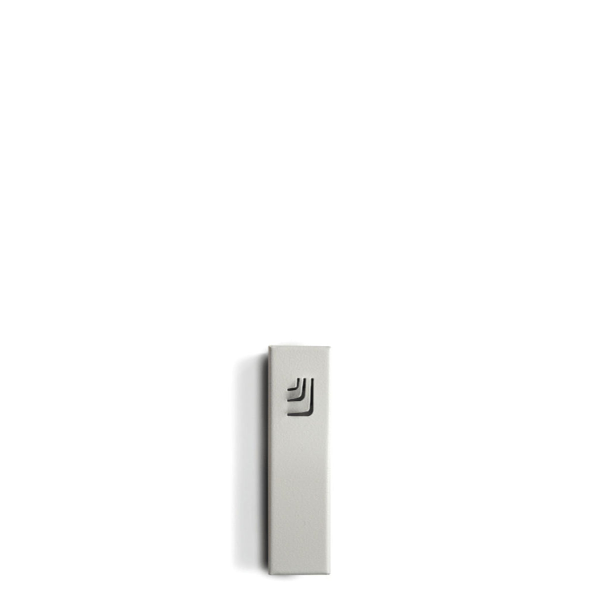 Folded "ש" Mini White Metal Mezuzah with Black Shin by Marit Meisler at CeMMent