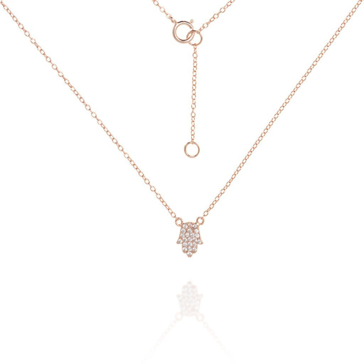 Delicate Hamsa & Chain Rose Gold Necklace by Penny Levi