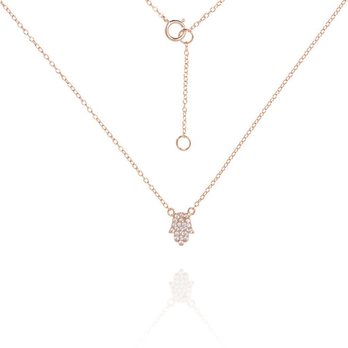 Delicate Hamsa & Chain Rose Gold Necklace by Penny Levi