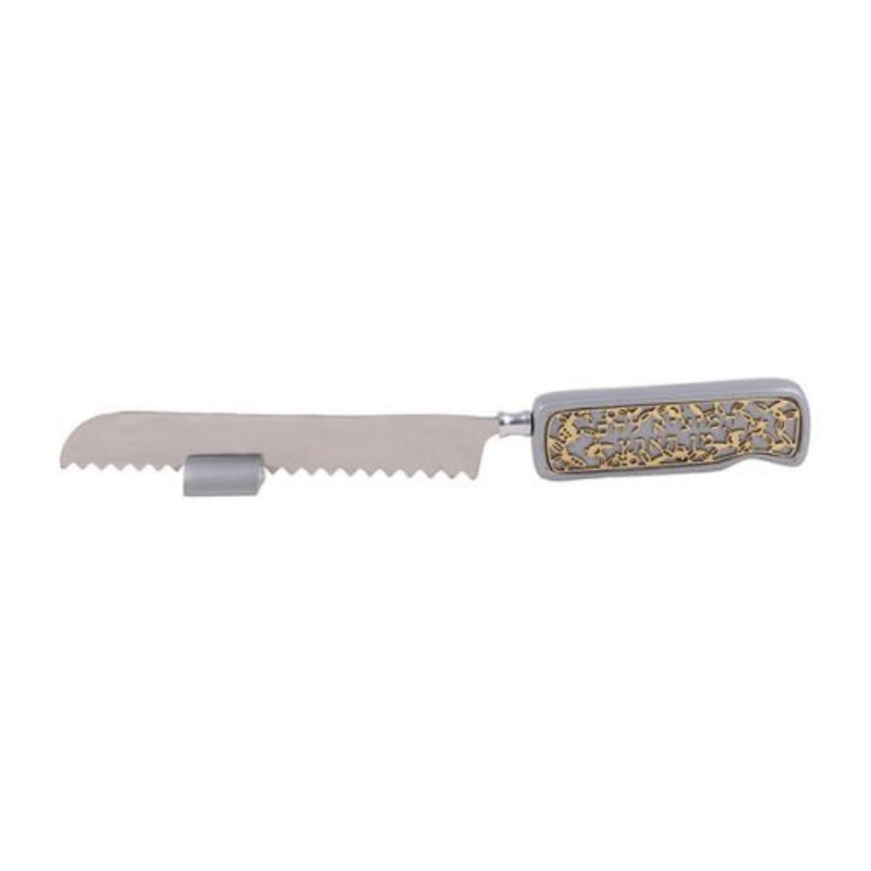 Challah Knife with Silver and Gold Metal Cutout by Yair Emanuel