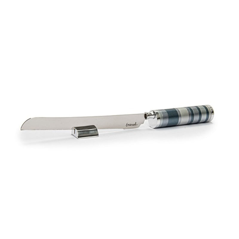 Challah Knife with Grey Rings with Salt Shaker by Yair Emanuel