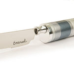Challah Knife with Grey Rings with Salt Shaker by Yair Emanuel