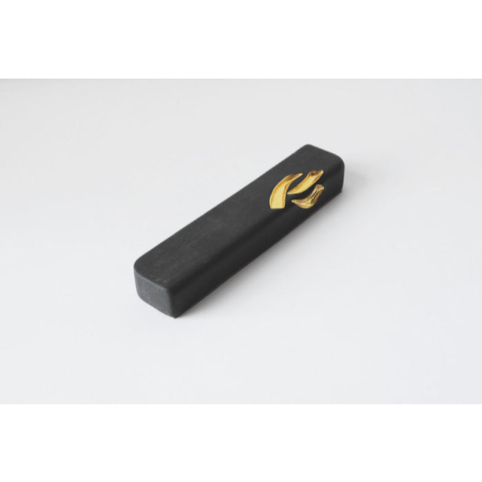 Ceramic Black Mezuzah with Gold Shin by Yahalomis