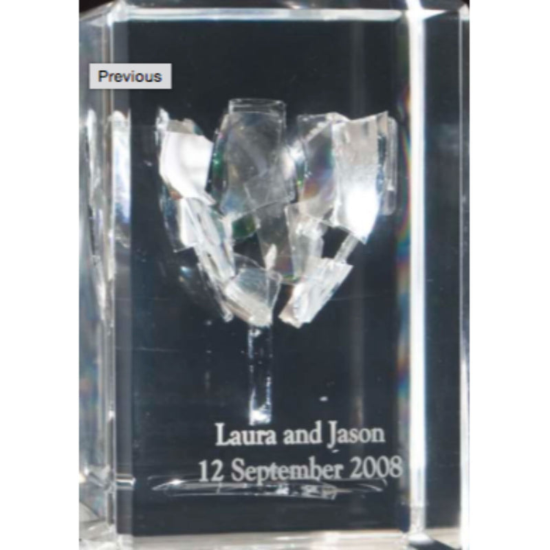 Broken Chuppah Glass Art in Lucite Cube