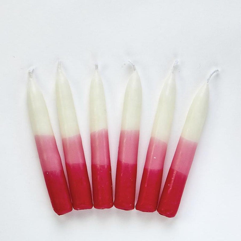 Premium Tricolor Shabbat Candles in Pink/White