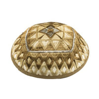 Squares Embroidered Kippah in Gold by Yair Emanuel