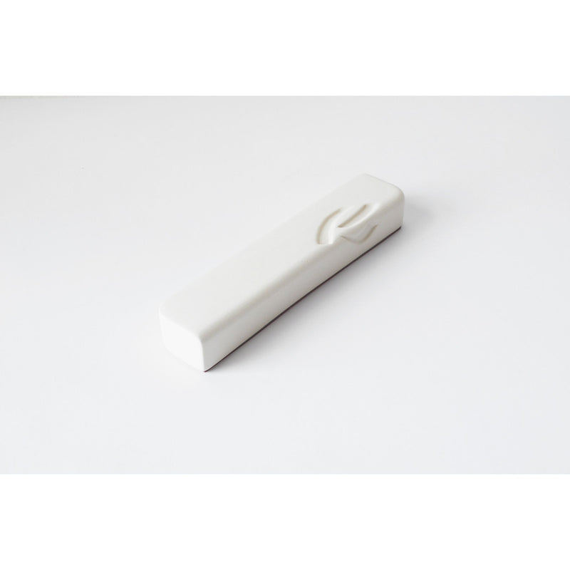 Ceramic White Shin Mezuzah by Yahalomis