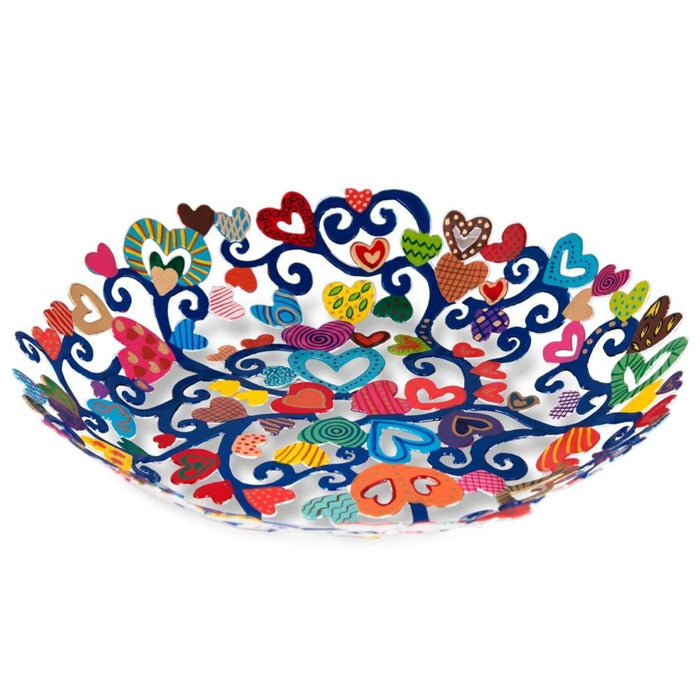 Hand Painted Laser Cut Bowl with Hearts by Yair Emanuel