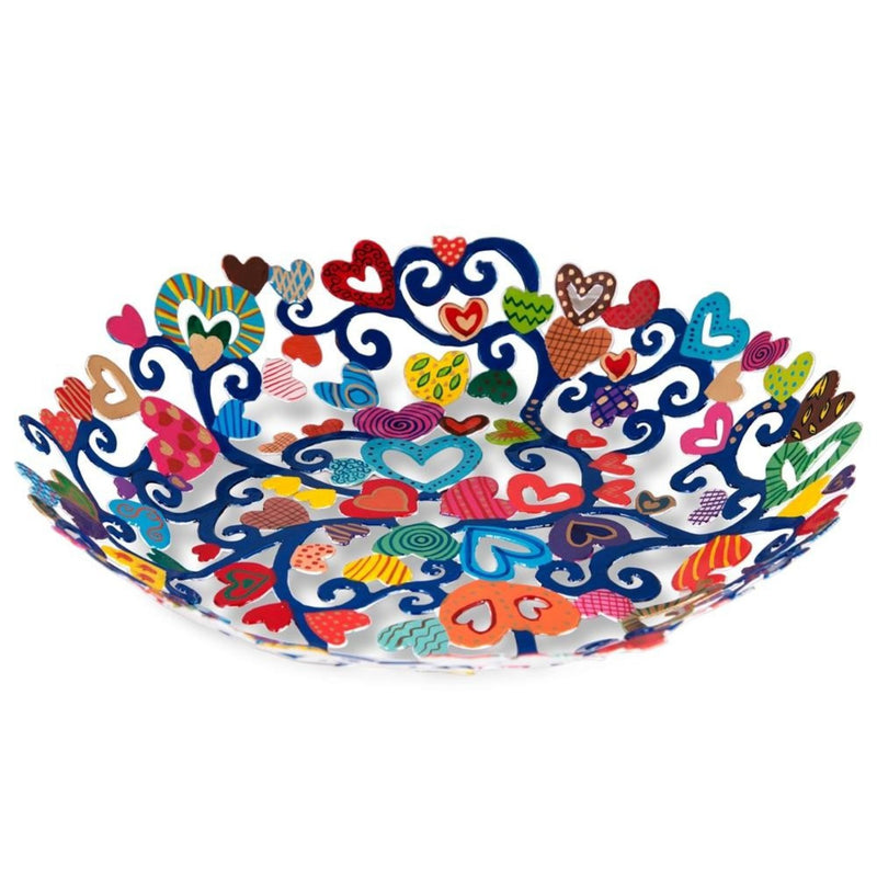 Hand Painted Laser Cut Bowl with Hearts by Yair Emanuel