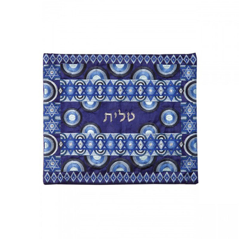 Full Blue Circles Embroidery Tallit Bag by Yair Emanuel