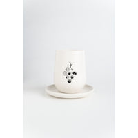 Ceramic Kiddush Cup in Cream with Silver by Yahalomis