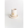 Ceramic Kiddush Cup in Cream with Gold by Yahalomis