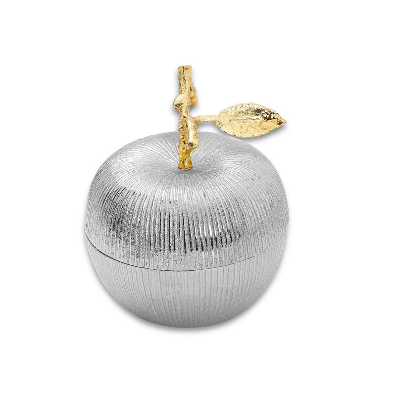 Large Silver Apple Shaped Honey Jar with Gold Stem