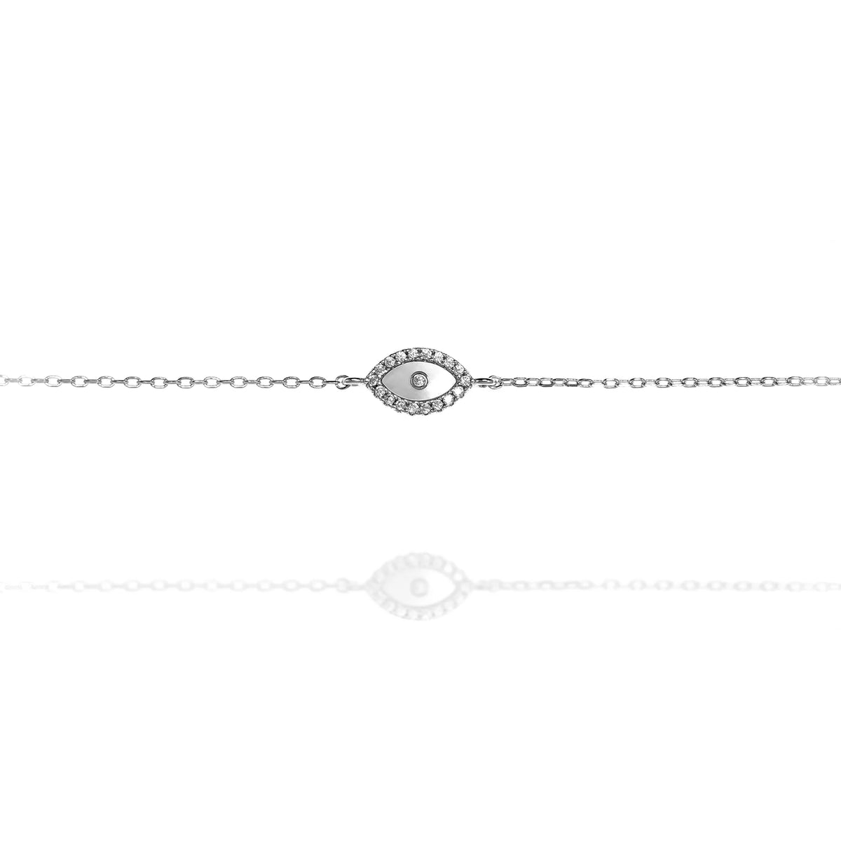 Chain Bracelet with White Eye Cubic Zirconia in silver by Penny Levi