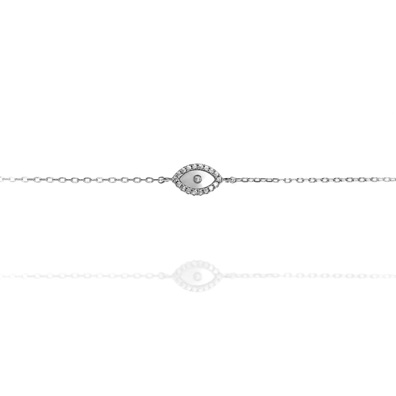 Chain Bracelet with White Eye Cubic Zirconia in silver by Penny Levi