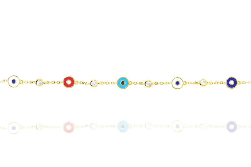 Multi Coloured Enamel Eye and CZ Bracelet by Penny Levi